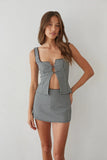 Olive Gingham Micro Mini Skort