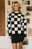 Angela Checkered Sweater in Black