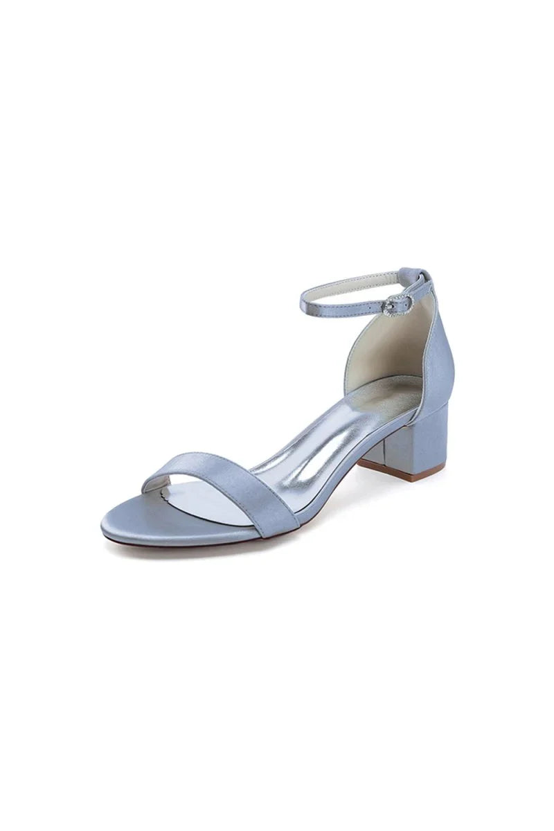 Simple Buckle Strap Open Toe Chunky Heels