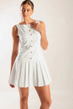 NO COMPARISONS PLEATED SKIRT MINI DRESS WHITE