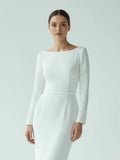 Mermaid Scoop Neck V Back Satin Wedding Dress