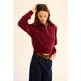 Mar Zip Up Ruffled Sweatshirt