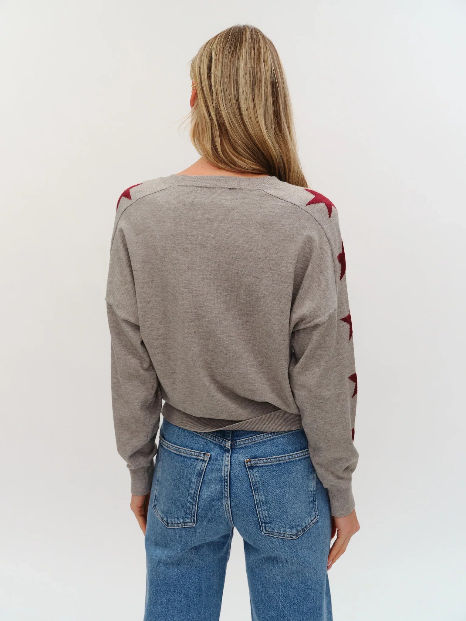 Maddy Star Sleeve Sweater in Burgundy