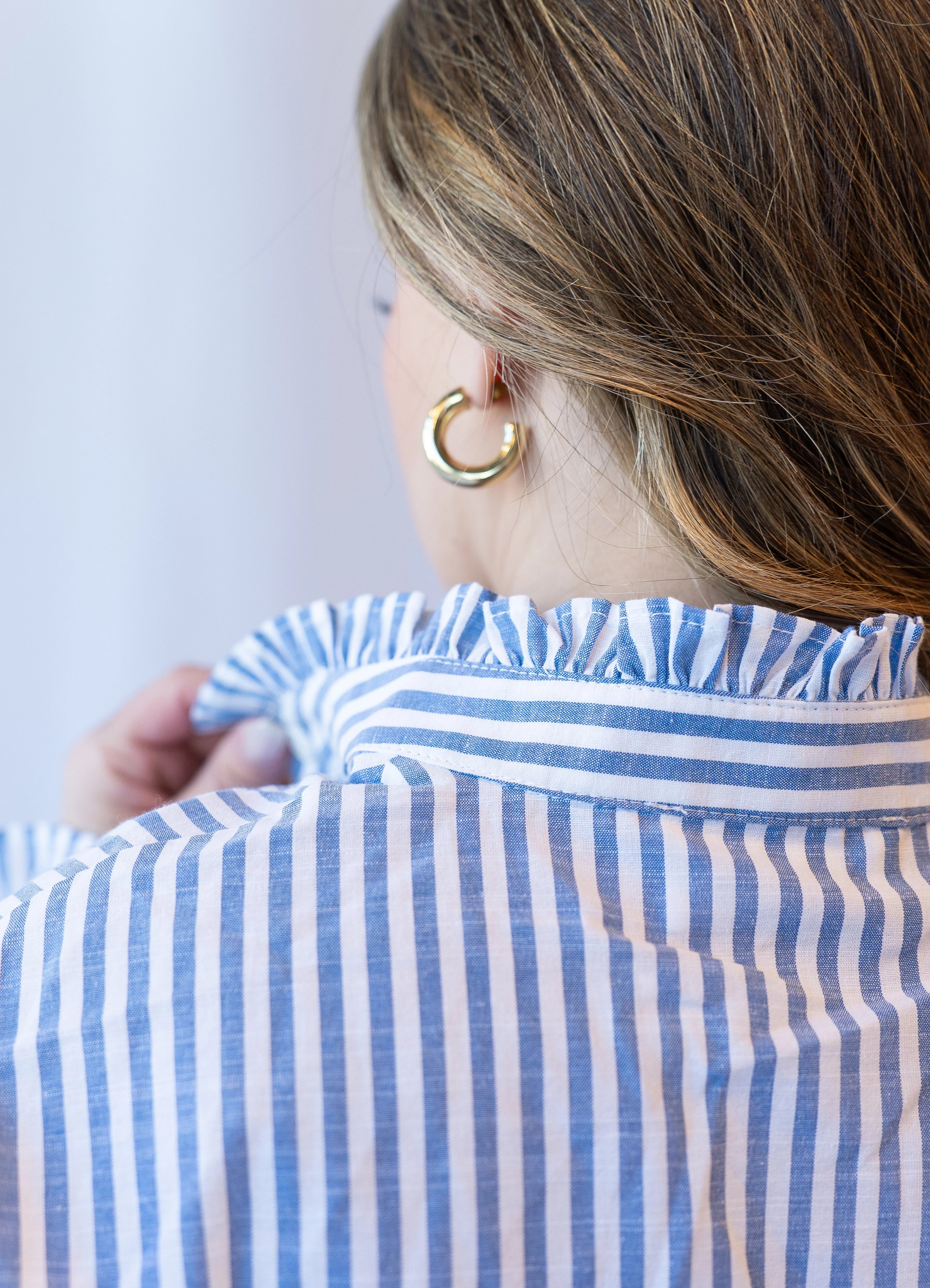 Holland Poplin Striped Blouse Blue