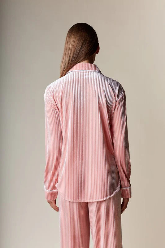 Corin Stripe Velvet Pajama Set