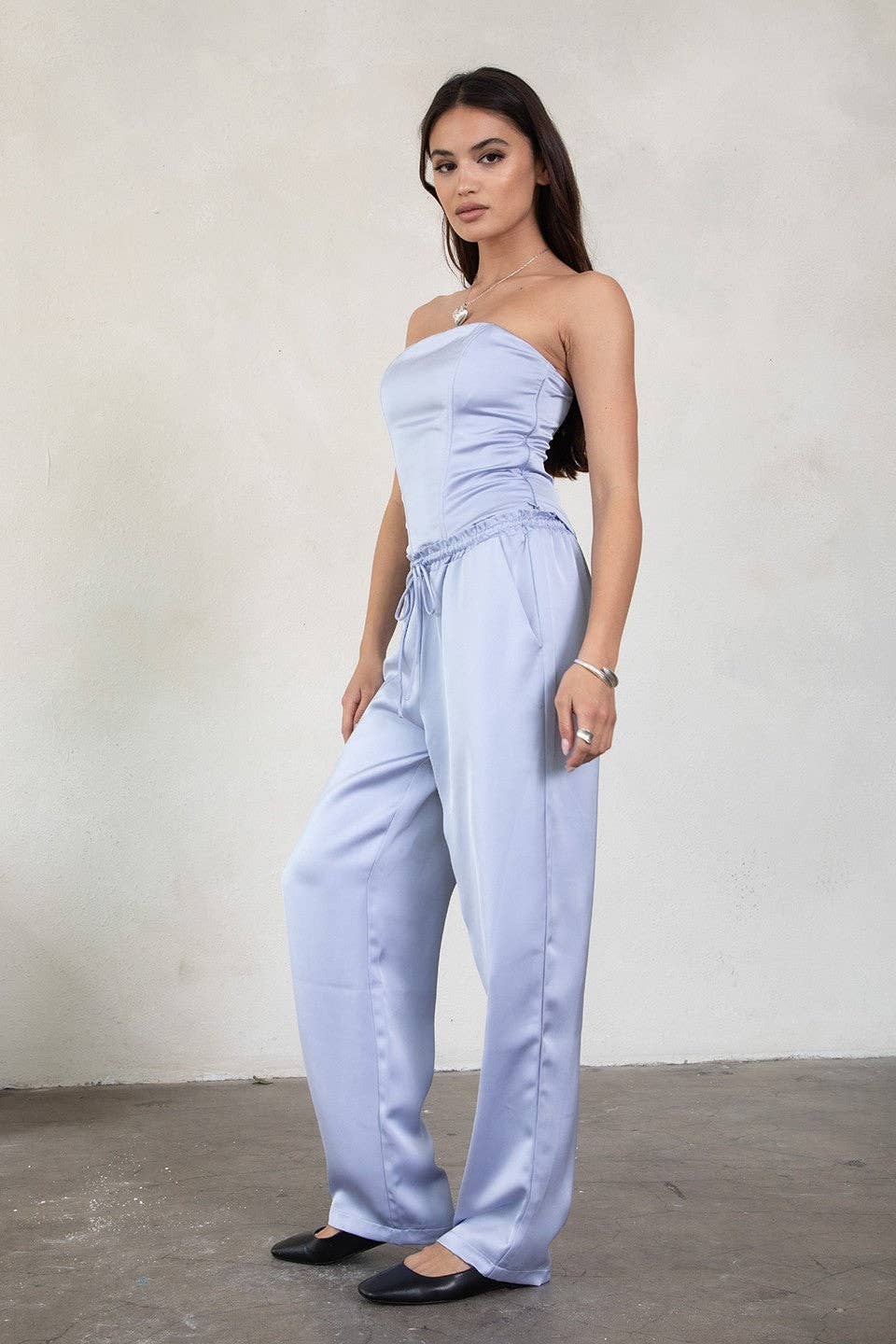 Julyana Stretch Satin Pants Set