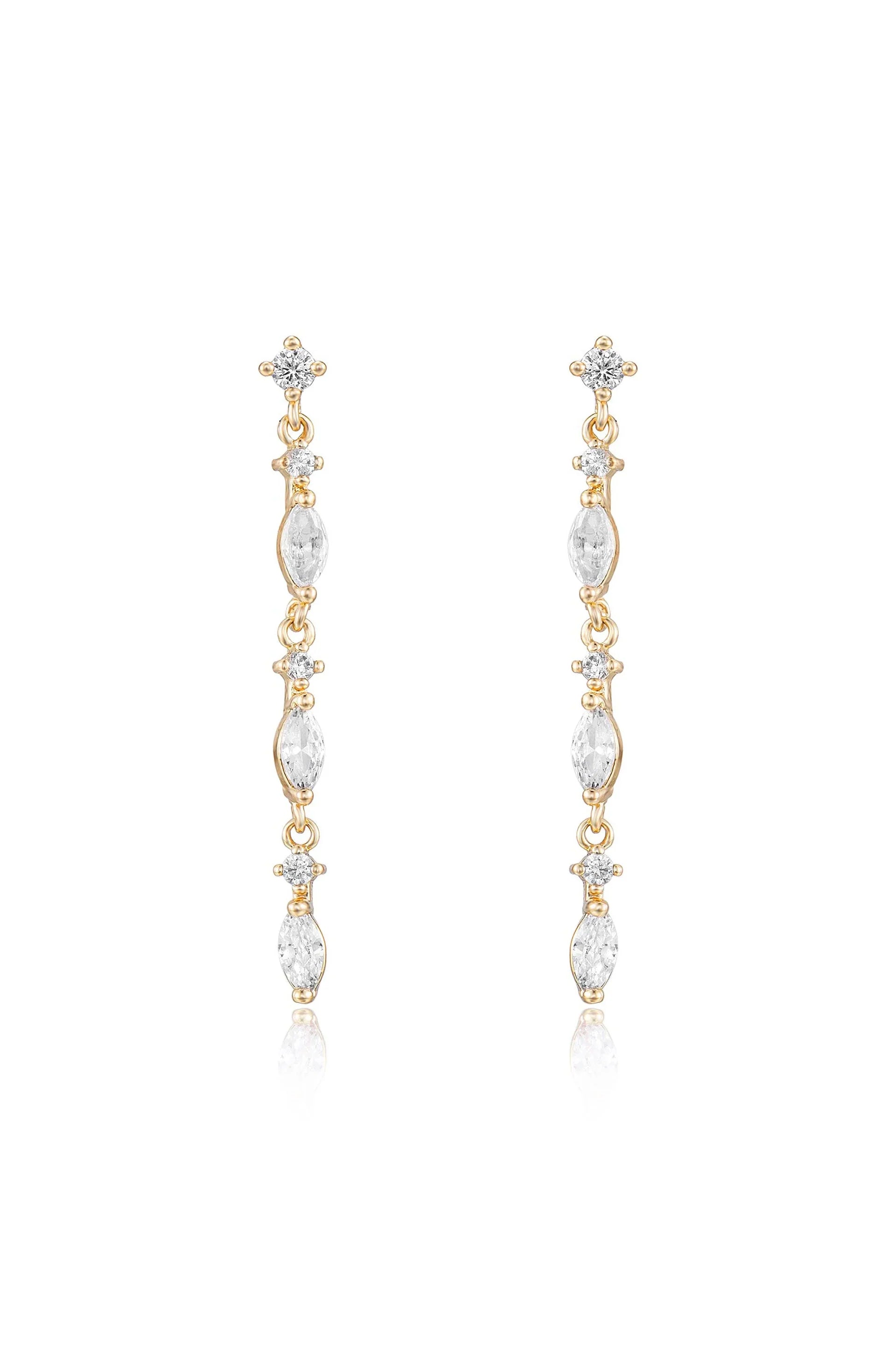Dainty Linear Crystal Drop Earrings
