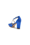 Black Satin Pump with Cross Strap Design