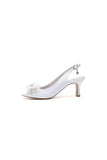 Peep Toe Slingback Beaded Chunky Wedding Shoes with Flowers