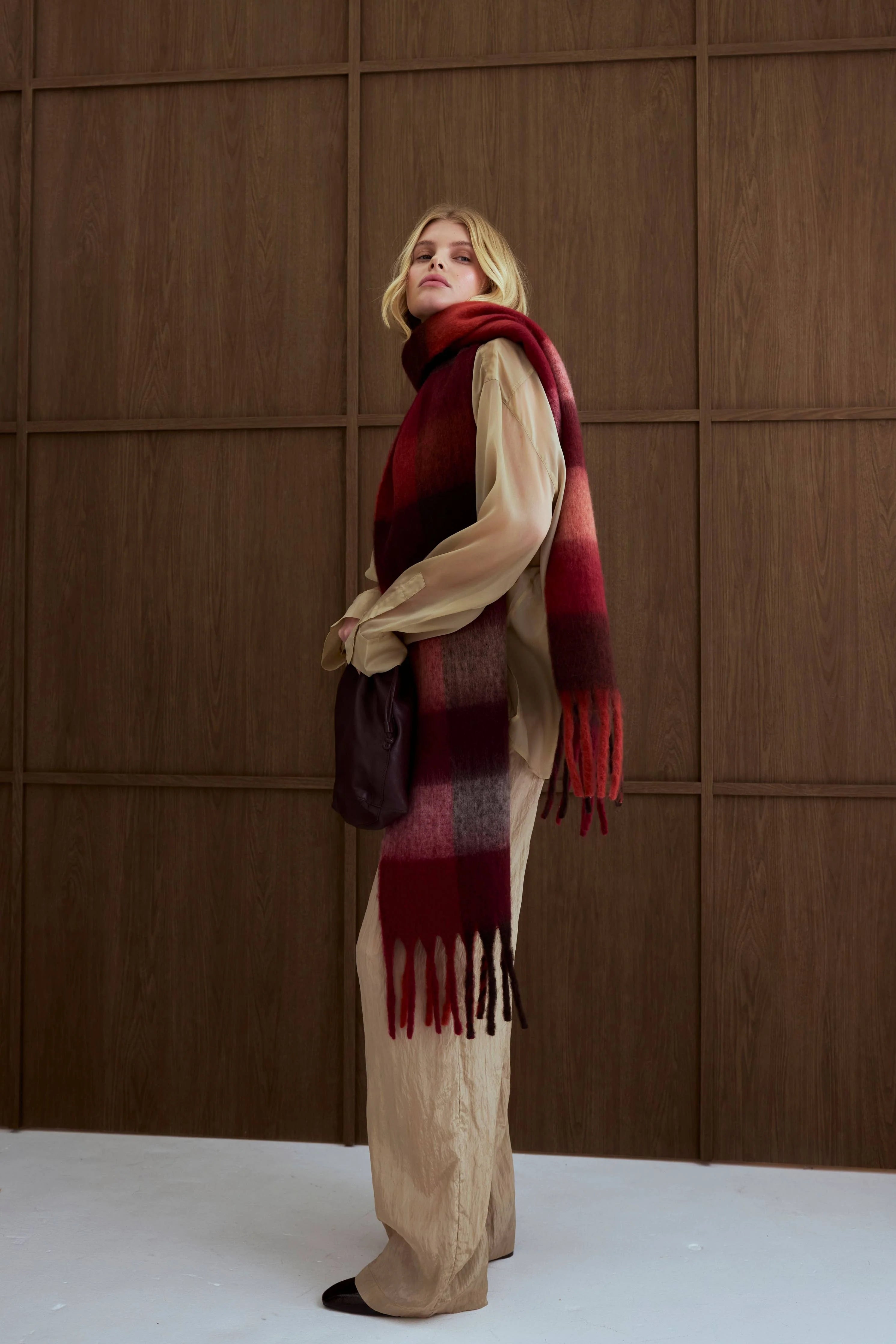 The Reykjavik Scarf Burgundy check