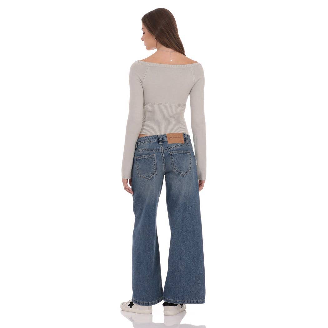 Low Rise Wide Leg Jeans in Blue