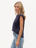 Abby Shoulder Button Tank Navy