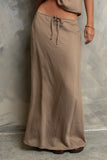 Polliana Textured Stripe Skirt in Mocha