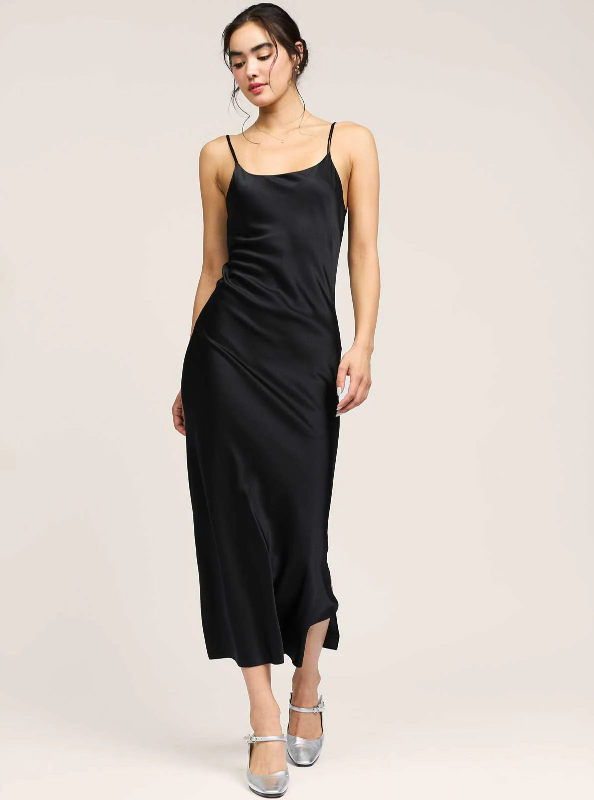 Camilla Silk Midi Dress in Brown