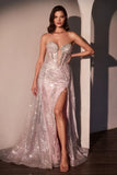 HOLLIS GOWN STRAPLESS GLITTER GOWN OVERSKIRT