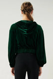 Everson Velvet Cropped Zip Up Hoodie