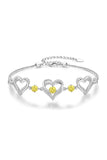 Silver Love Heart Link Birthstone Bracelets
