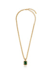 Emerald Stone Pendant Link Necklace