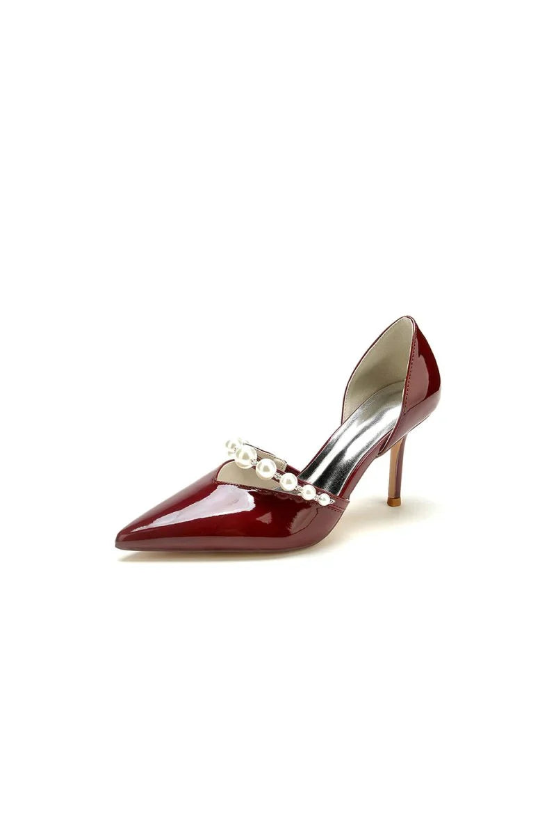 Black Elegant High Heels with Pearl Embellishment