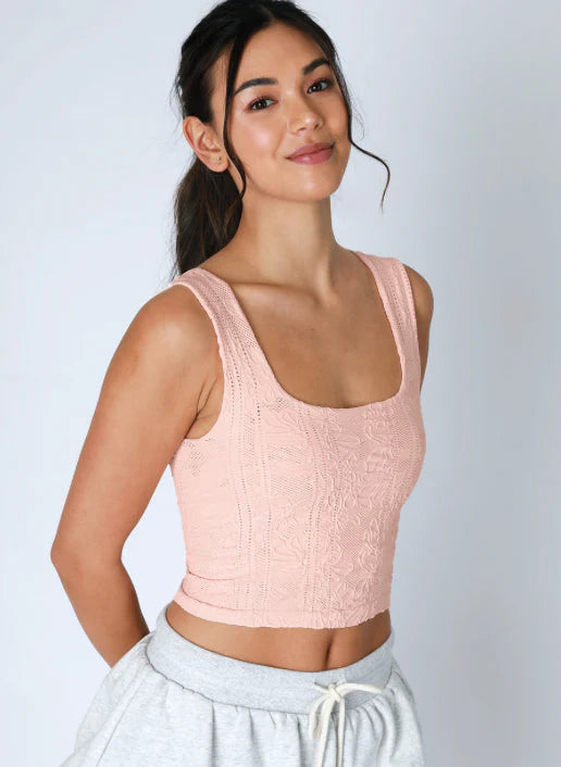 Stacie Double Lace Square Crop Tank