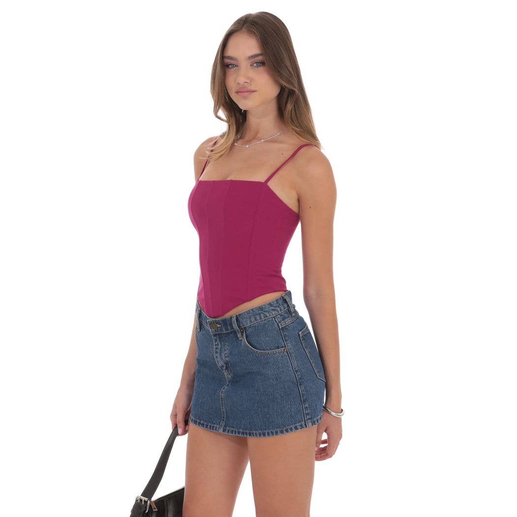 Lucy in the Sky Pointed Corset Top in Magenta