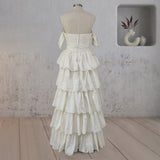 A Line Beige Multi Tiered Ruffles Wedding Dresses