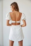 Drew Puff Sleeve Corset Linen Mini Dress