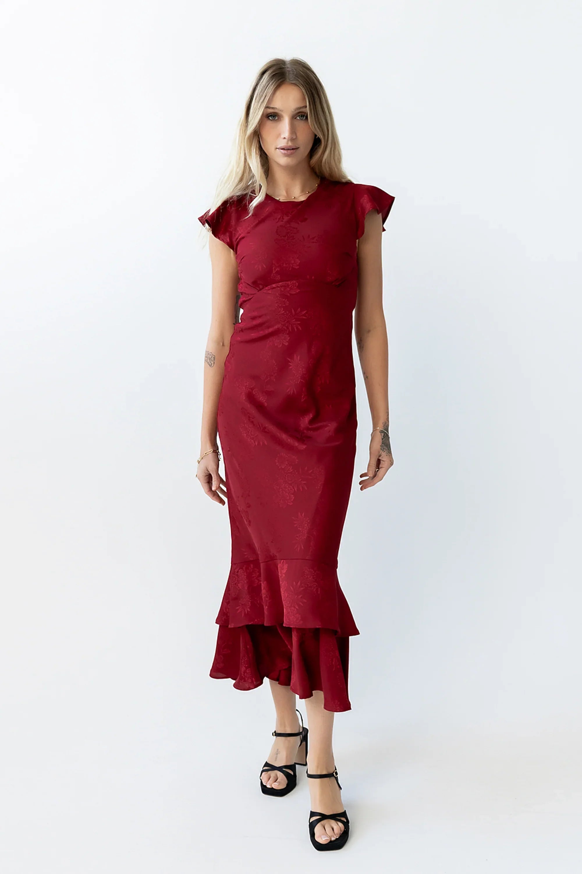 Mateo Floral Maxi Dress in Red