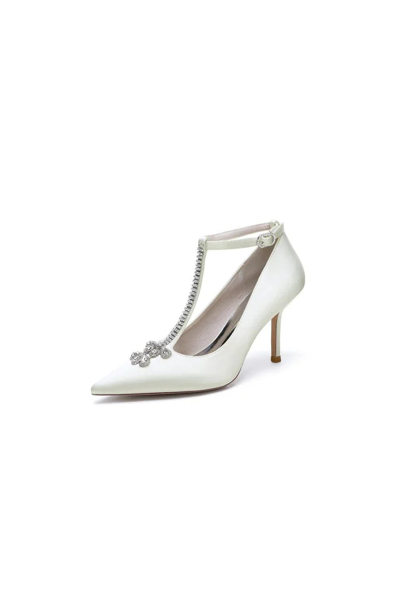 Party Pointed Toe Crystal Strap High Heels Shoes