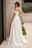 JILLIAN GOWN OFF WHITE A LINE SOFT SATIN OFF THE SHOULDER DRESS