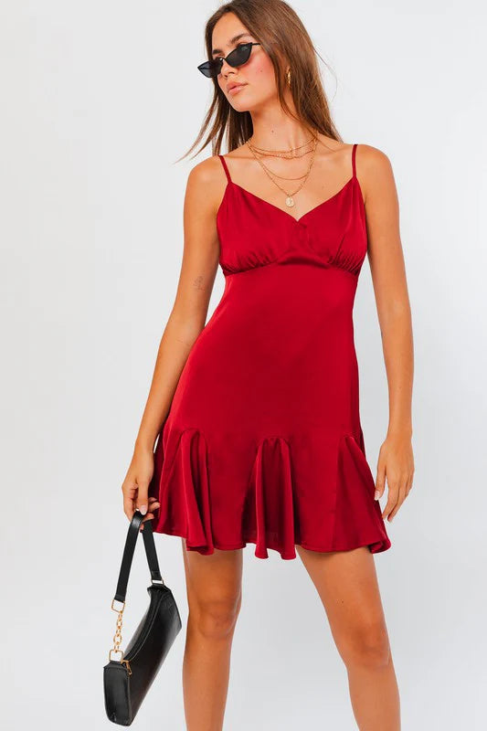 Petal Satin Mini Dress