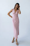 Hailey Lace Trim Maxi Dress in Pink