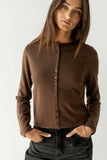 Maddy Button Up Cardigan in Brown FINAL SALE
