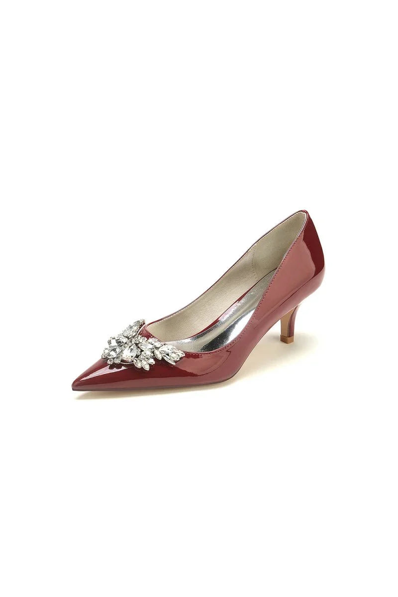 Black Elegant Low Heel Shoes with Crystal Embellishment