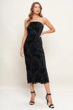 TEMPTATION BLACK VELVET LACE MIDI DRESS
