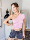 Crosby One Shoulder Top in Pink