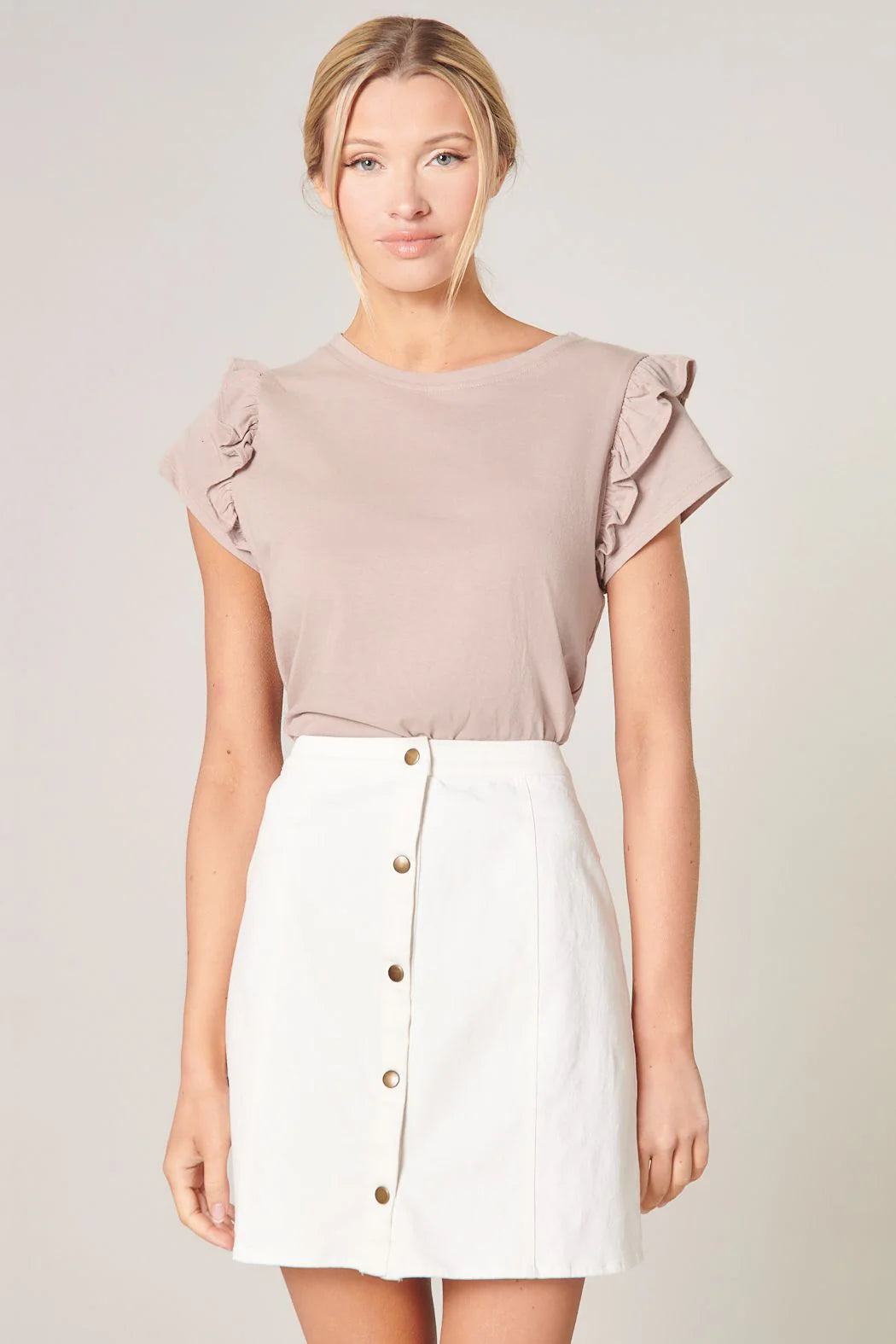 Brooke Ruffle Shoulder Tee multiple colors