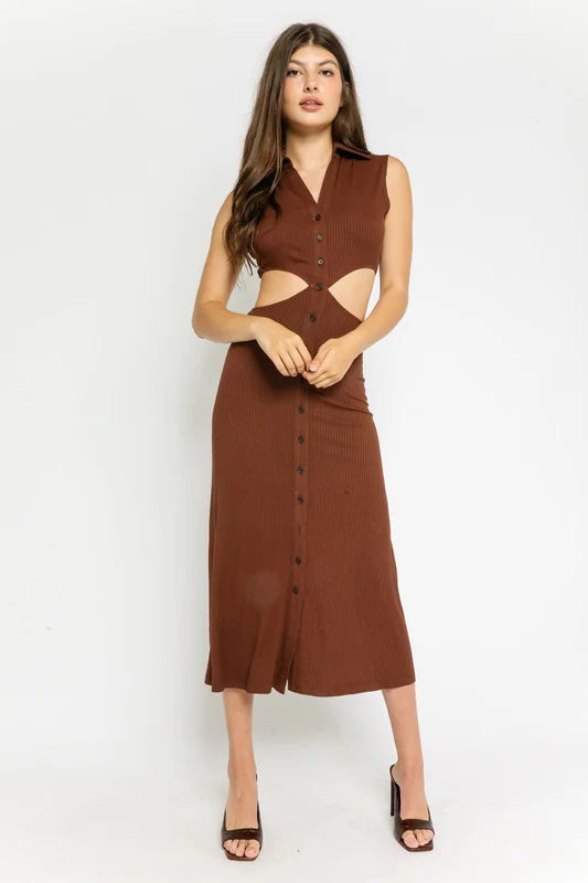 Rory Cutout Maxi Dress in Brown