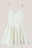 White Polka Dot Cotton A Line Mini Dress