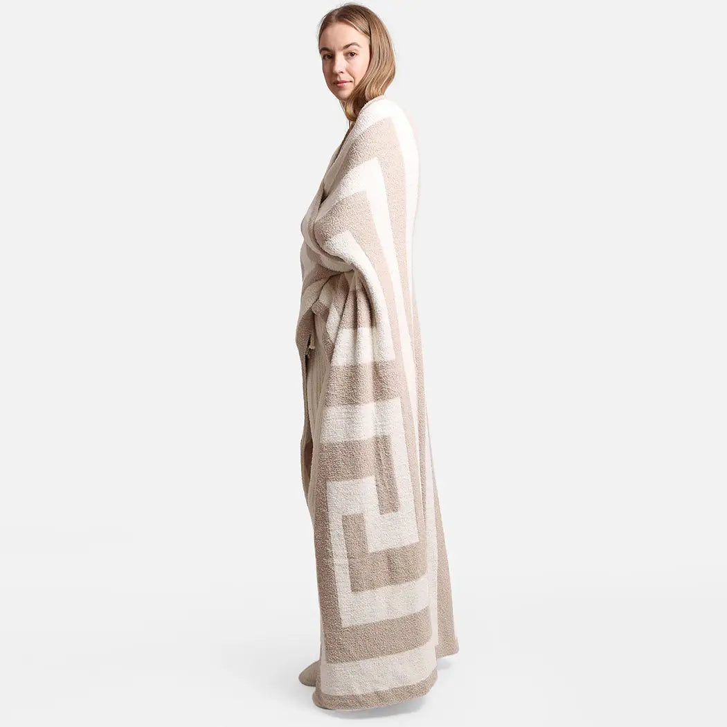 Greek Key Blanket in Beige