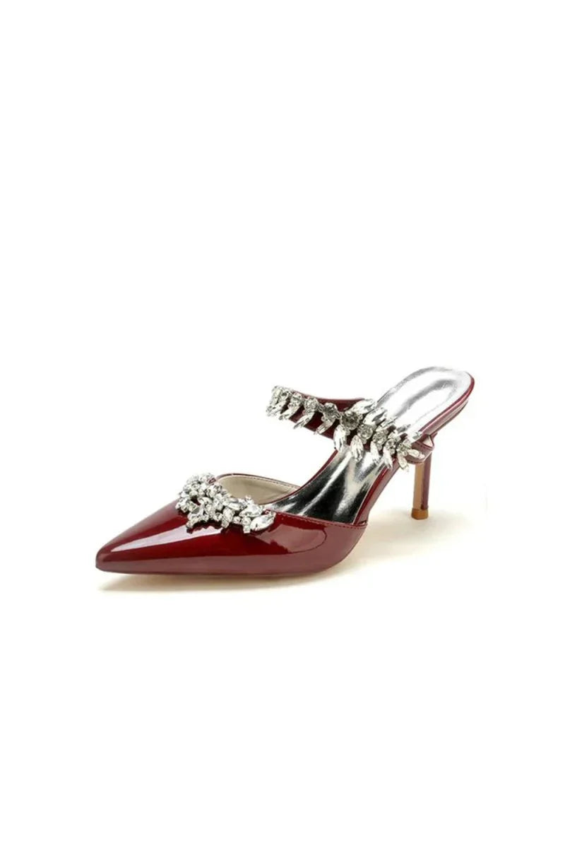 Champagne Pointed Toe Wedding Shoes with Rhinestone