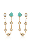 Double Piercing Turquoise Earrings
