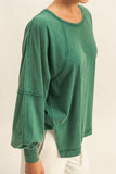 Lila Washed Oversized Long Sleeve Top With Slit