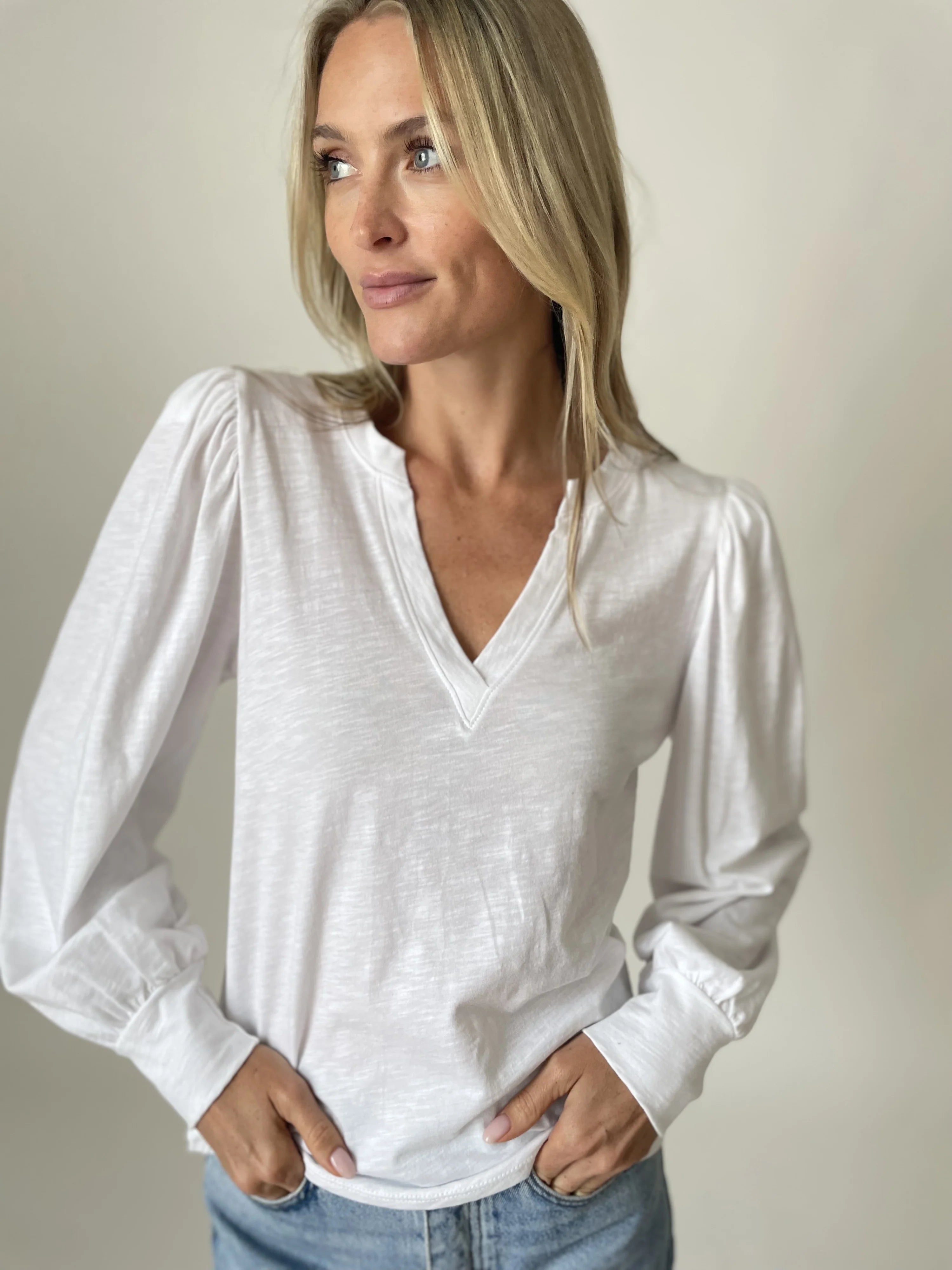 Kira Long Sleeve V Neck Top