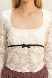 Ribbon Detail Lace Top