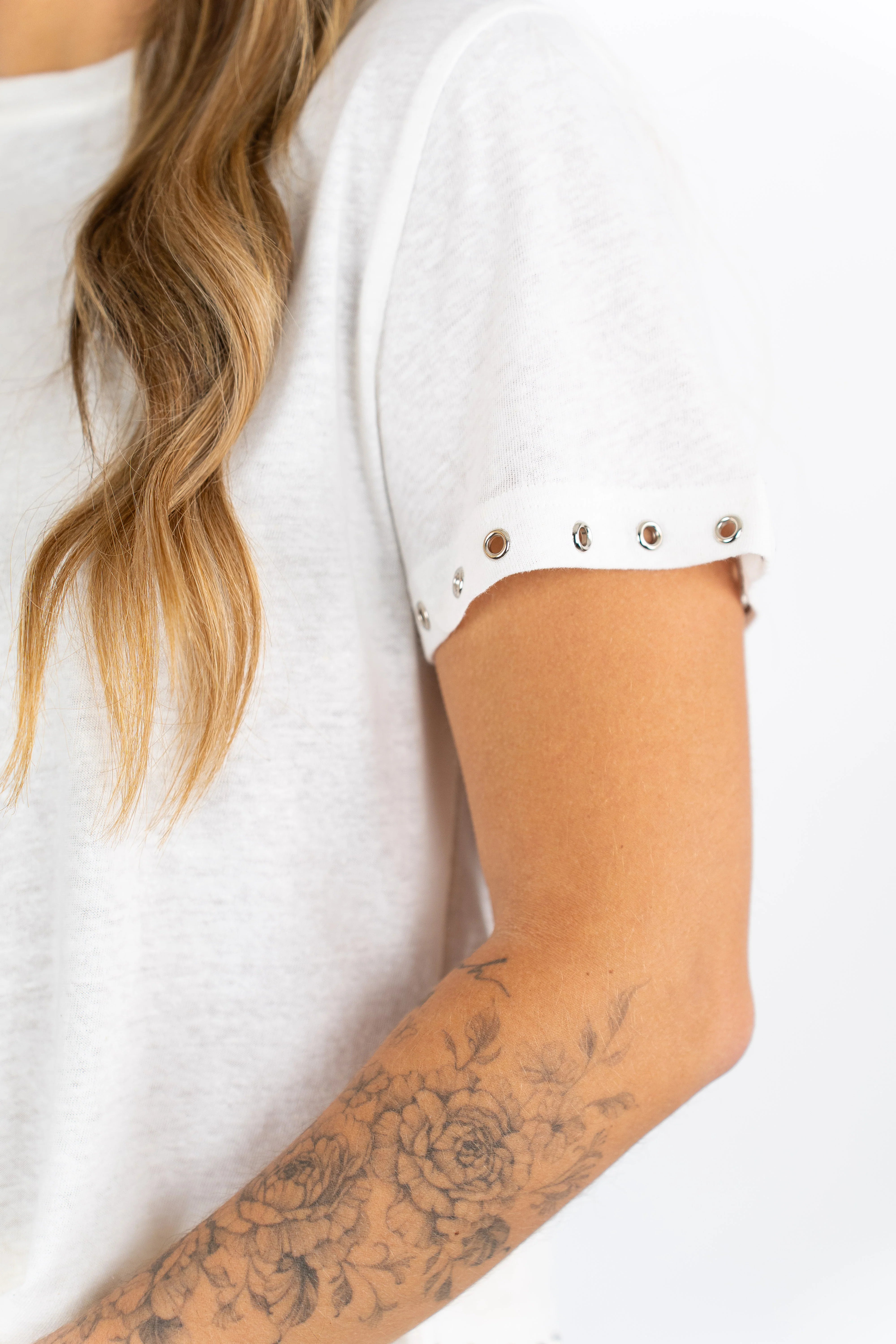 Zoey Rivet Top Ivory