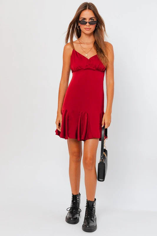 Petal Satin Mini Dress