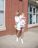 Angela Gauze Button Down Top in White