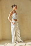 Camille Lace Up Back Linen Tank