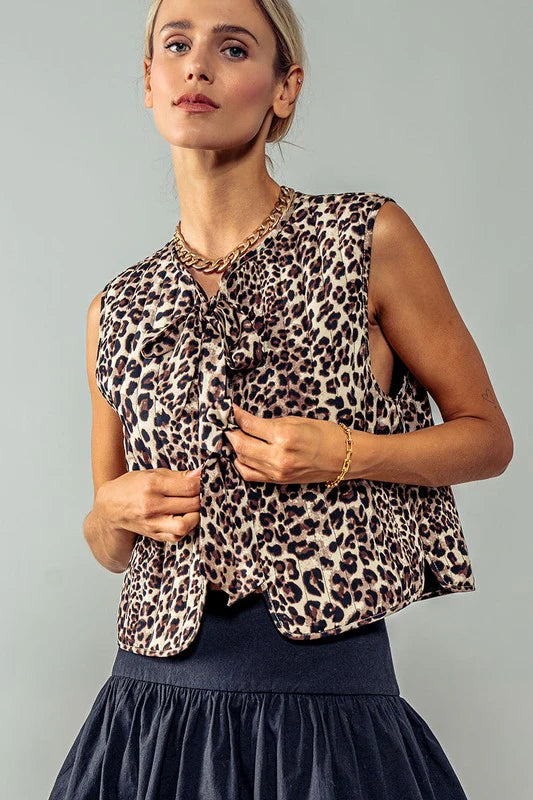 Leopard Print Padded Vest